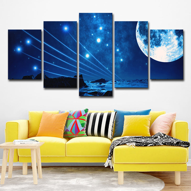 Stellar Shooting Stars Wall Art Decor Blue Sci-Fi Canvas Print for House Interior Clearhalo 'Art Gallery' 'Canvas Art' 'Kids' Arts' 1705985