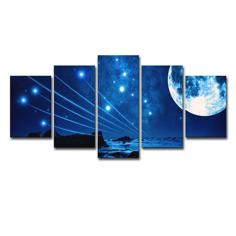Stellar Shooting Stars Wall Art Decor Blue Sci-Fi Canvas Print for House Interior Clearhalo 'Art Gallery' 'Canvas Art' 'Kids' Arts' 1705987