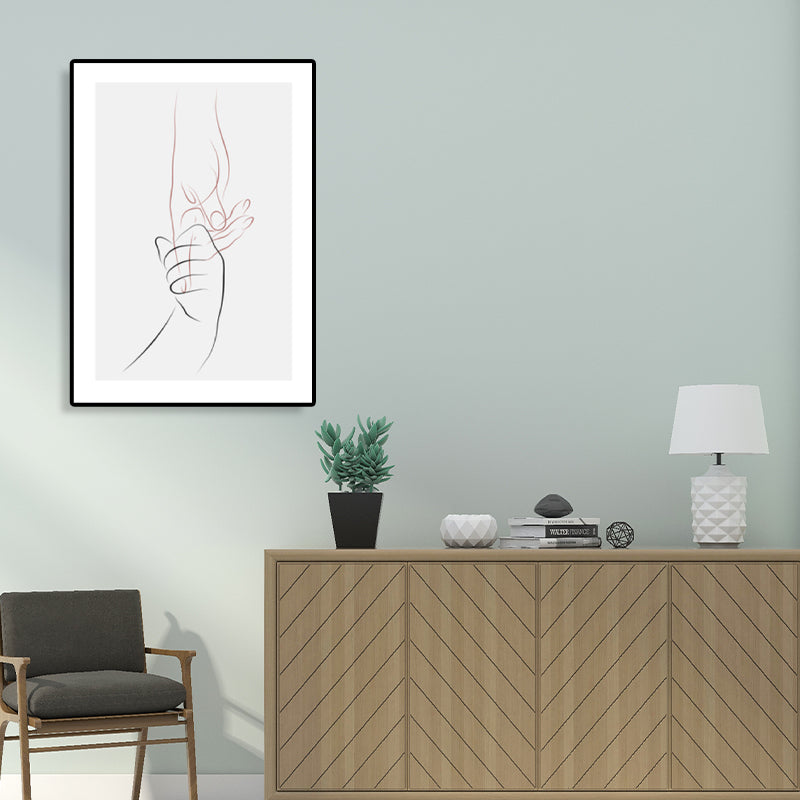 Holding Hands Pattern Canvas Textured Minimalism Style for Girls Bedroom Painting White Clearhalo 'Art Gallery' 'Canvas Art' 'Contemporary Art Gallery' 'Contemporary Art' 'Minimalism' 'Minimalist Art Gallery' 'Scandinavian' Arts' 1705991