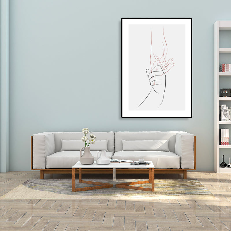 Holding Hands Pattern Canvas Textured Minimalism Style for Girls Bedroom Painting Clearhalo 'Art Gallery' 'Canvas Art' 'Contemporary Art Gallery' 'Contemporary Art' 'Minimalism' 'Minimalist Art Gallery' 'Scandinavian' Arts' 1705992