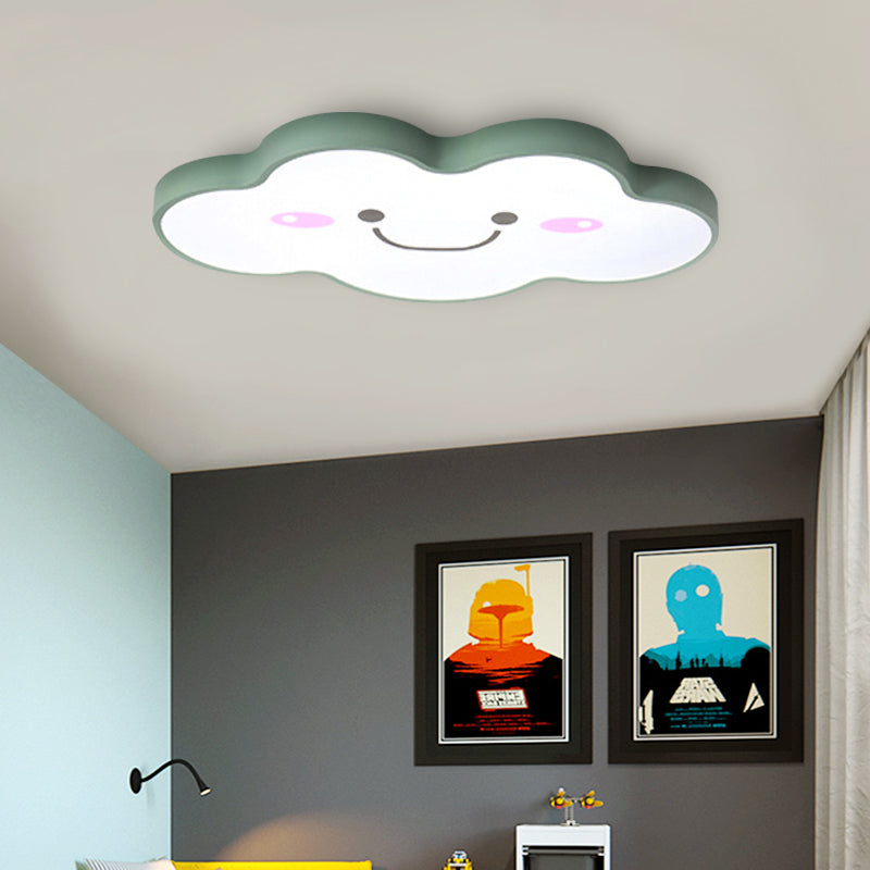 Kids Bedroom Smiling Cloud Ceiling Mount Light Acrylic Nordic Style Ceiling Fixture Green Clearhalo 'Ceiling Lights' 'Close To Ceiling Lights' 'Close to ceiling' 'Flush mount' Lighting' 170600
