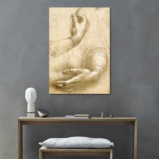 Minimalism Style Human Hands Painting in Yellow Textured Canvas for Girls Bedroom Clearhalo 'Art Gallery' 'Canvas Art' 'Contemporary Art Gallery' 'Contemporary Art' 'Minimalism' 'Minimalist Art Gallery' 'Scandinavian' Arts' 1706000