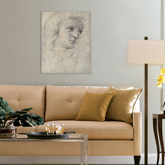Pencil Portrait of Muse Canvas Print Minimalist Textured Wall Art for Dining Room Clearhalo 'Art Gallery' 'Canvas Art' 'Contemporary Art Gallery' 'Contemporary Art' 'Minimalism' 'Minimalist Art Gallery' 'Scandinavian' Arts' 1706007