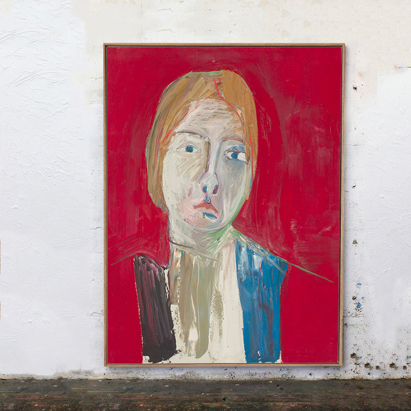 Countryside Abstract Figure Art Print Canvas Textured Red Painting for Living Room Red Clearhalo 'Art Gallery' 'Canvas Art' 'Traditional' Arts' 1706022