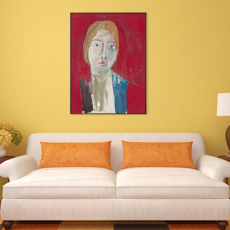 Countryside Abstract Figure Art Print Canvas Textured Red Painting for Living Room Clearhalo 'Art Gallery' 'Canvas Art' 'Traditional' Arts' 1706023