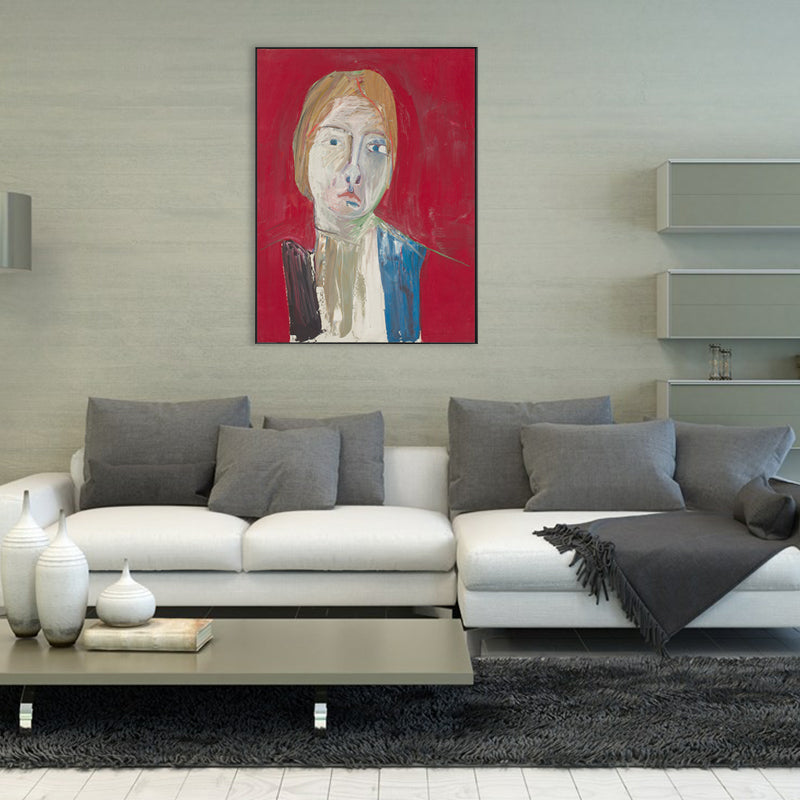 Countryside Abstract Figure Art Print Canvas Textured Red Painting for Living Room Clearhalo 'Art Gallery' 'Canvas Art' 'Traditional' Arts' 1706024