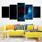 Dark Blue Night Wolf Art Print Multi-Piece Modern Style Boys Bedroom Wall Decoration Dark Blue