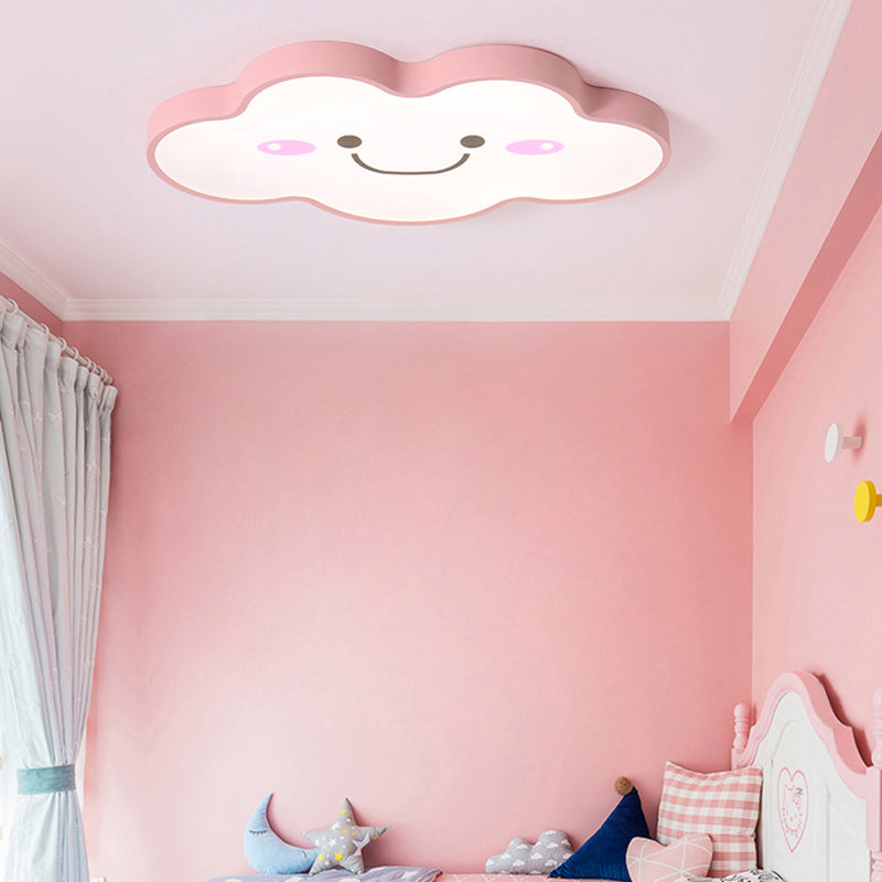Kids Bedroom Smiling Cloud Ceiling Mount Light Acrylic Nordic Style Ceiling Fixture Pink Clearhalo 'Ceiling Lights' 'Close To Ceiling Lights' 'Close to ceiling' 'Flush mount' Lighting' 170603