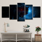 Dark Blue Night Wolf Art Print Multi-Piece Modern Style Boys Bedroom Wall Decoration Clearhalo 'Art Gallery' 'Canvas Art' 'Contemporary Art Gallery' 'Modern' Arts' 1706031