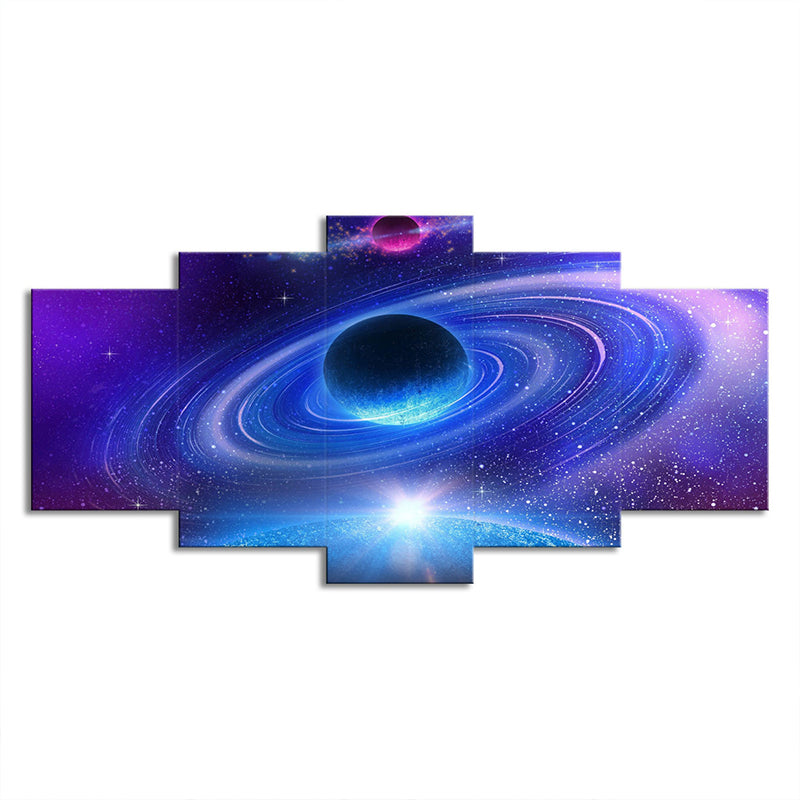 Ringed Planet Wall Art for Home Universe Scene Canvas Print in Purple for Decor Clearhalo 'Art Gallery' 'Canvas Art' 'Kids' Arts' 1706053