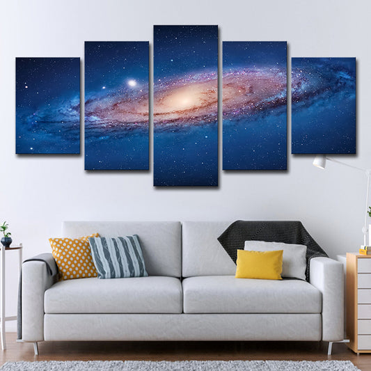 Cosmic Spiral Galaxy Canvas Print Blue Science Fiction Wall Art for Kids Room Blue Clearhalo 'Art Gallery' 'Canvas Art' 'Kids' Arts' 1706071