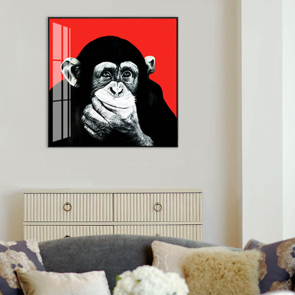 Light Color Chimpanzee Painting Kids Style Textured Wall Art Print for ...