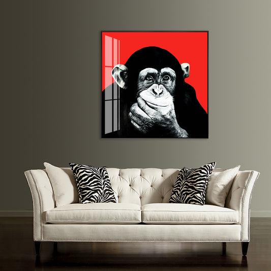 Light Color Chimpanzee Painting Kids Style Textured Wall Art Print for Living Room Clearhalo 'Art Gallery' 'Canvas Art' 'Kids' Arts' 1706115