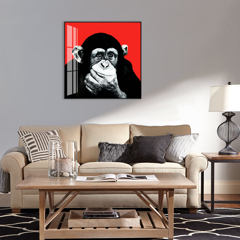 Light Color Chimpanzee Painting Kids Style Textured Wall Art Print for Living Room Clearhalo 'Art Gallery' 'Canvas Art' 'Kids' Arts' 1706116