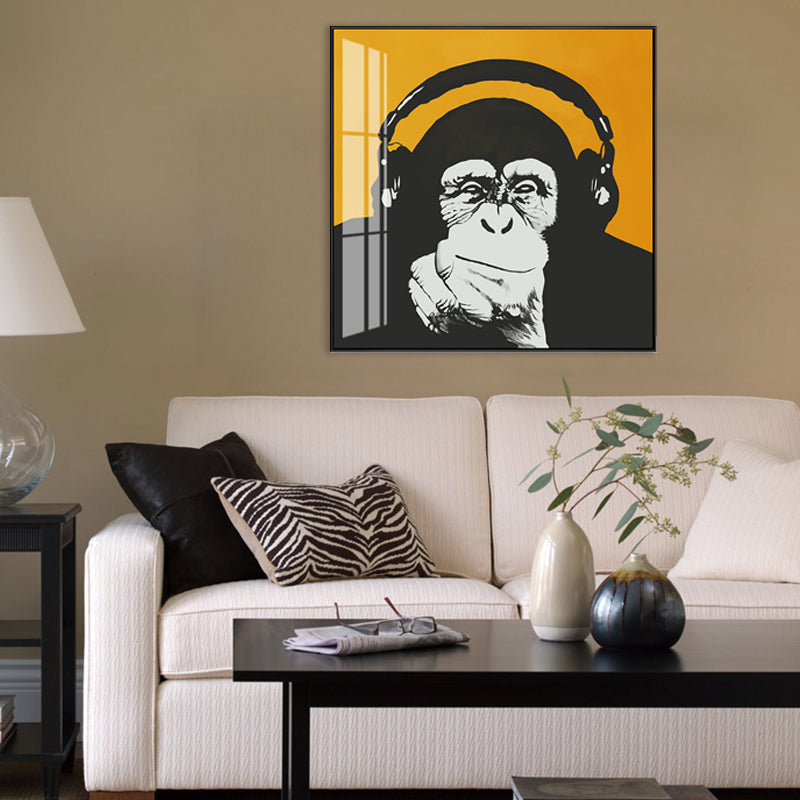 Light Color Chimpanzee Painting Kids Style Textured Wall Art Print for Living Room Clearhalo 'Art Gallery' 'Canvas Art' 'Kids' Arts' 1706122