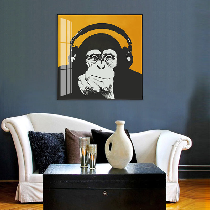 Light Color Chimpanzee Painting Kids Style Textured Wall Art Print for Living Room Clearhalo 'Art Gallery' 'Canvas Art' 'Kids' Arts' 1706123