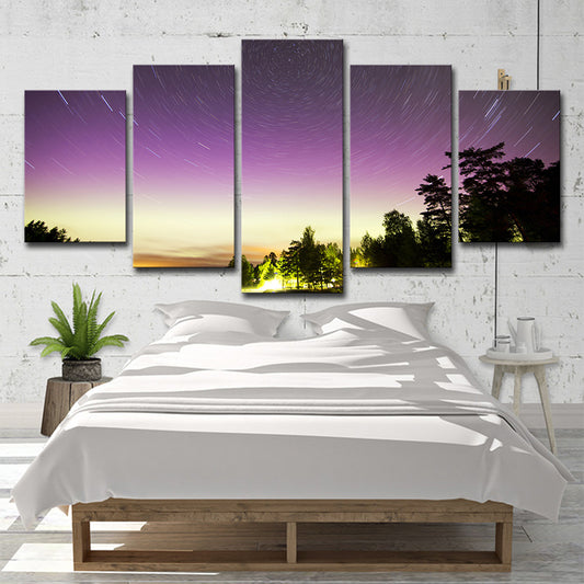 Purple Starry Scenery Wall Art Decor Multi-Piece Science Fiction Girls Bedroom Canvas Purple Clearhalo 'Art Gallery' 'Canvas Art' 'Kids' Arts' 1706143