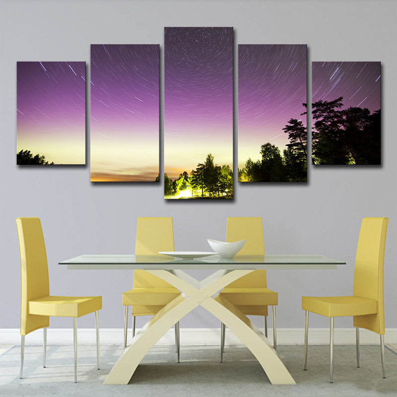 Purple Starry Scenery Wall Art Decor Multi-Piece Science Fiction Girls Bedroom Canvas Clearhalo 'Art Gallery' 'Canvas Art' 'Kids' Arts' 1706144