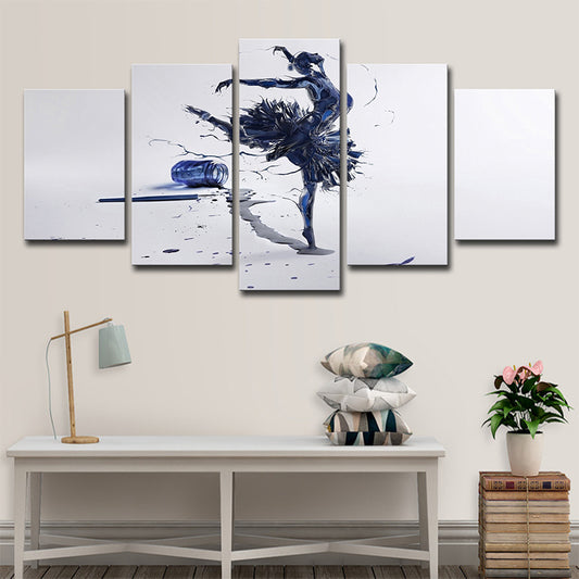 Digital Print Modernist Canvas Art with Ballerina Dancing Pattern in Blue on White Blue Clearhalo 'Art Gallery' 'Canvas Art' 'Contemporary Art Gallery' 'Modern' Arts' 1706157