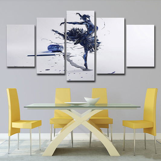 Digital Print Modernist Canvas Art with Ballerina Dancing Pattern in Blue on White Clearhalo 'Art Gallery' 'Canvas Art' 'Contemporary Art Gallery' 'Modern' Arts' 1706159