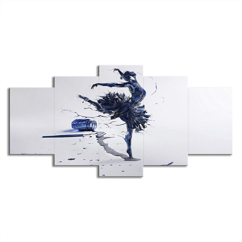 Digital Print Modernist Canvas Art with Ballerina Dancing Pattern in Blue on White Clearhalo 'Art Gallery' 'Canvas Art' 'Contemporary Art Gallery' 'Modern' Arts' 1706160