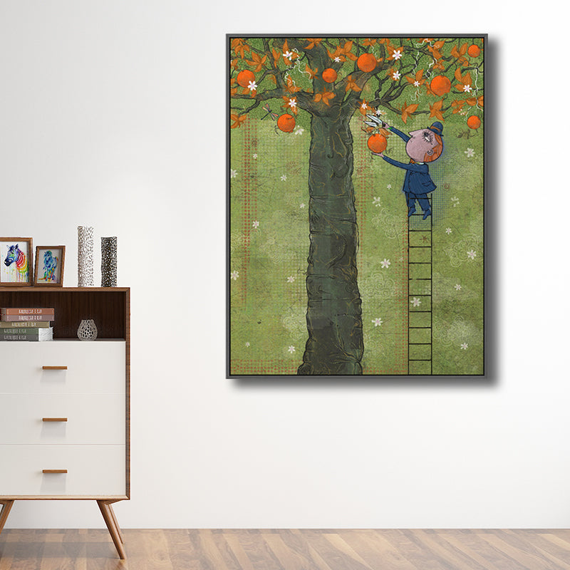 Illustration Fruit Harvesting Canvas Print Childrens Art Textured Kids Room Wall Decor Clearhalo 'Art Gallery' 'Canvas Art' 'Kids' Arts' 1706197