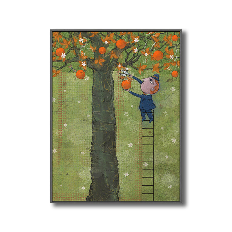 Illustration Fruit Harvesting Canvas Print Childrens Art Textured Kids Room Wall Decor Clearhalo 'Art Gallery' 'Canvas Art' 'Kids' Arts' 1706199
