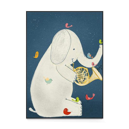 Kids Night Concert Canvas Art Soft Color Animals Pattern Wall Decor for House Interior Clearhalo 'Art Gallery' 'Canvas Art' 'Kids' Arts' 1706208