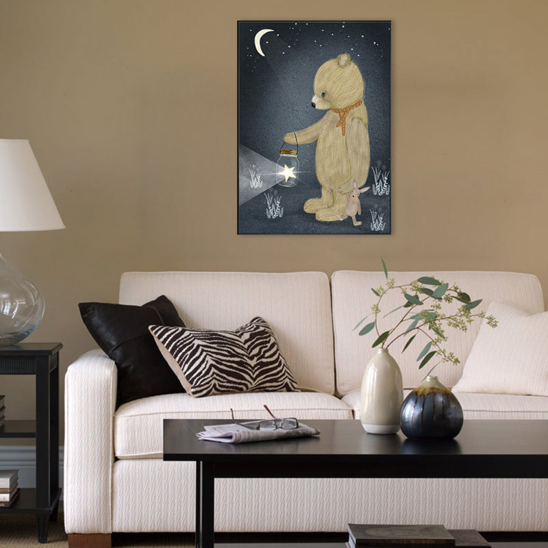 Kids Night Concert Canvas Art Soft Color Animals Pattern Wall Decor for House Interior Clearhalo 'Art Gallery' 'Canvas Art' 'Kids' Arts' 1706214