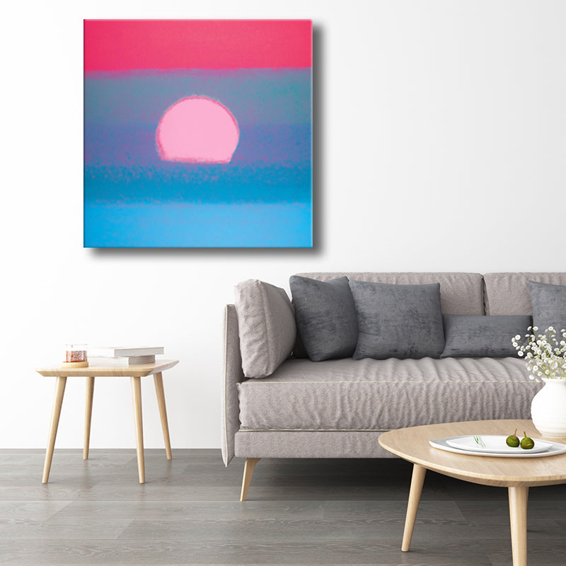 Pastel Color Sunrise Wall Decor Textured Children's Art Living Room Canvas Print Blue Clearhalo 'Art Gallery' 'Canvas Art' 'Kids' Arts' 1706223
