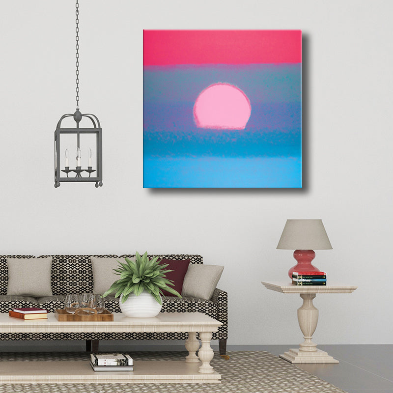 Pastel Color Sunrise Wall Decor Textured Children's Art Living Room Canvas Print Clearhalo 'Art Gallery' 'Canvas Art' 'Kids' Arts' 1706225