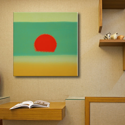 Pastel Color Sunrise Wall Decor Textured Children's Art Living Room Canvas Print Green