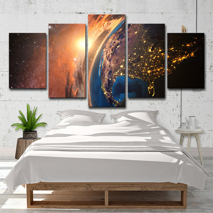 Cosmos Sparkling Galaxy Wall Art Science Fiction Canvas Print Wall Decor in Orange Orange Clearhalo 'Art Gallery' 'Canvas Art' 'Kids' Arts' 1706246
