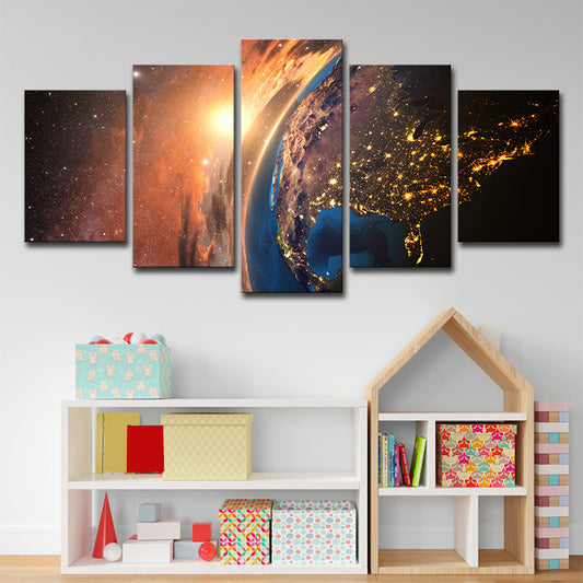 Cosmos Sparkling Galaxy Wall Art Science Fiction Canvas Print Wall Decor in Orange Clearhalo 'Art Gallery' 'Canvas Art' 'Kids' Arts' 1706247