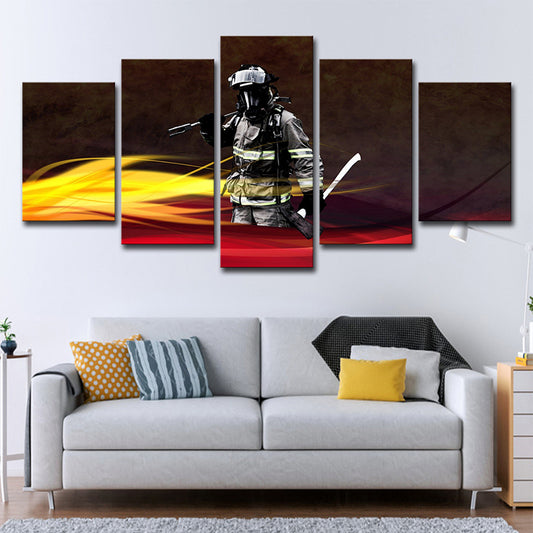 Black Contemporary Wall Art Decor Digital Printed Fireman Canvas for Sitting Room Clearhalo 'Art Gallery' 'Canvas Art' 'Contemporary Art Gallery' 'Modern' Arts' 1706296