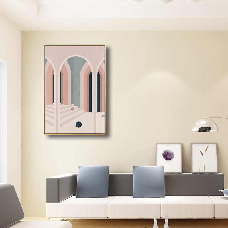 Scandinavian Style Arched Door Art in Soft Color Textured Wall Decor for Bathroom Clearhalo 'Arts' 'Canvas Art' 1706310