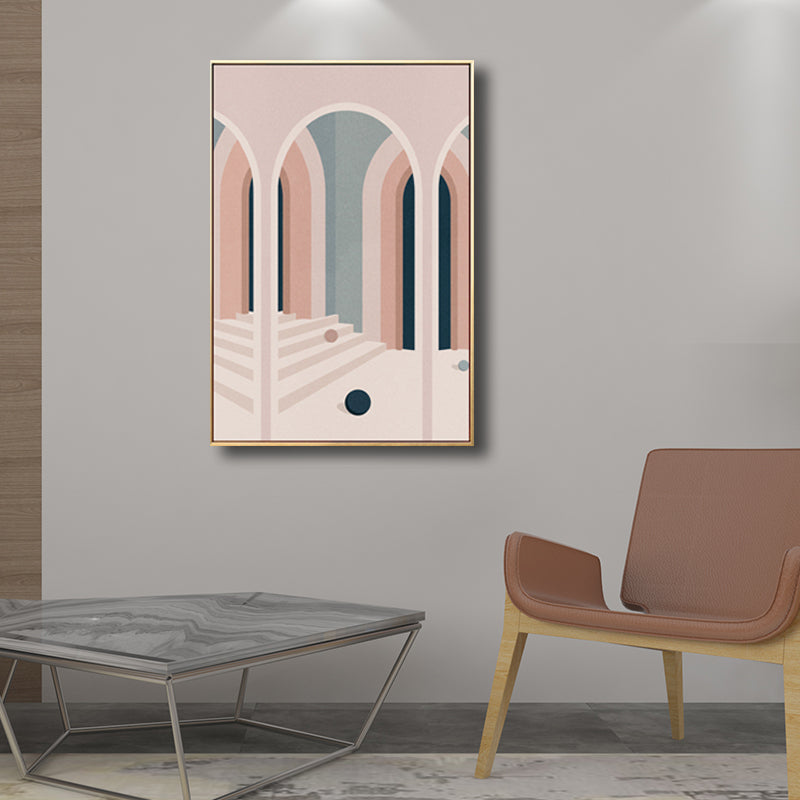 Scandinavian Style Arched Door Art in Soft Color Textured Wall Decor for Bathroom Clearhalo 'Arts' 'Canvas Art' 1706311
