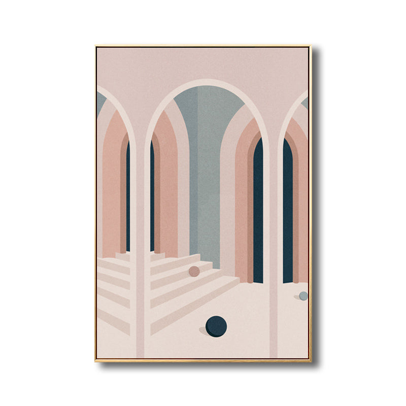 Scandinavian Style Arched Door Art in Soft Color Textured Wall Decor for Bathroom Clearhalo 'Arts' 'Canvas Art' 1706312