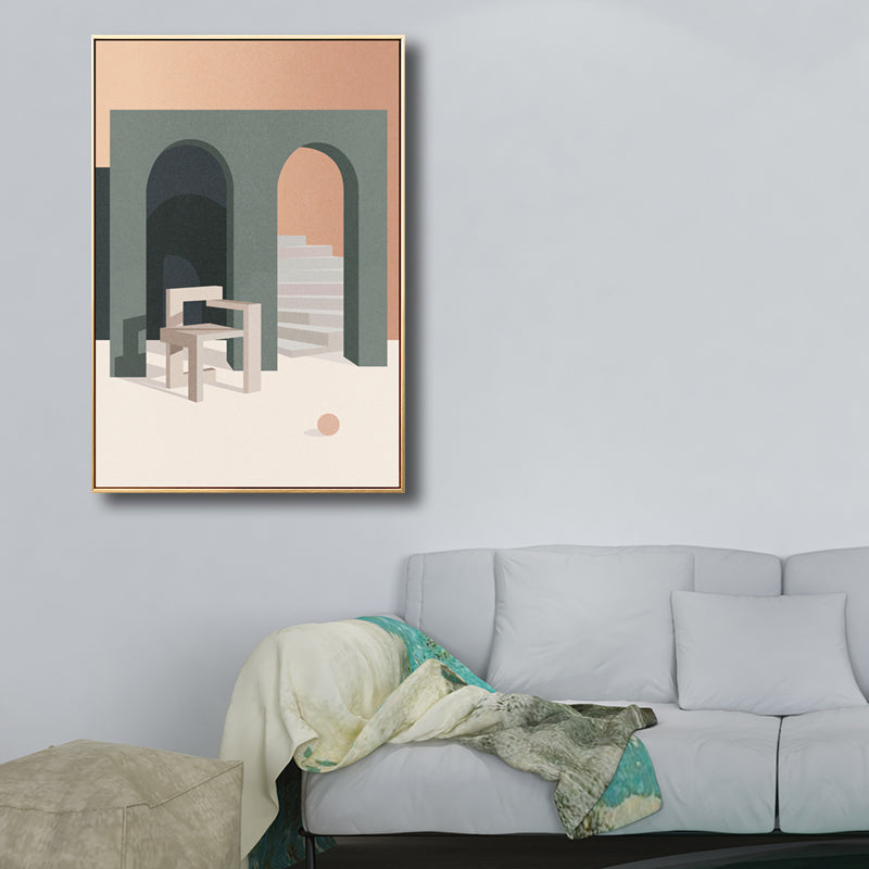 Scandinavian Style Arched Door Art in Soft Color Textured Wall Decor for Bathroom Green Clearhalo 'Arts' 'Canvas Art' 1706316
