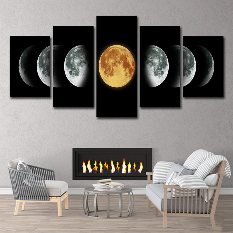 Black Lunar Eclipse Art Print Astronomy Contemporary Multi-Piece Wall Decor for Home Black Clearhalo 'Art Gallery' 'Canvas Art' 'Kids' Arts' 1706327