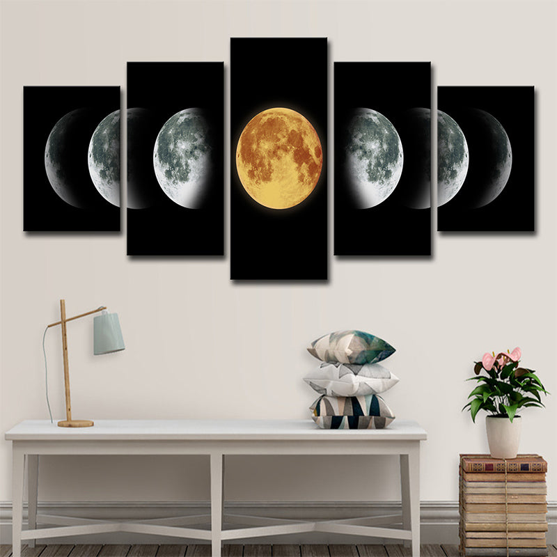 Black Lunar Eclipse Art Print Astronomy Contemporary Multi-Piece Wall Decor for Home Clearhalo 'Art Gallery' 'Canvas Art' 'Kids' Arts' 1706328
