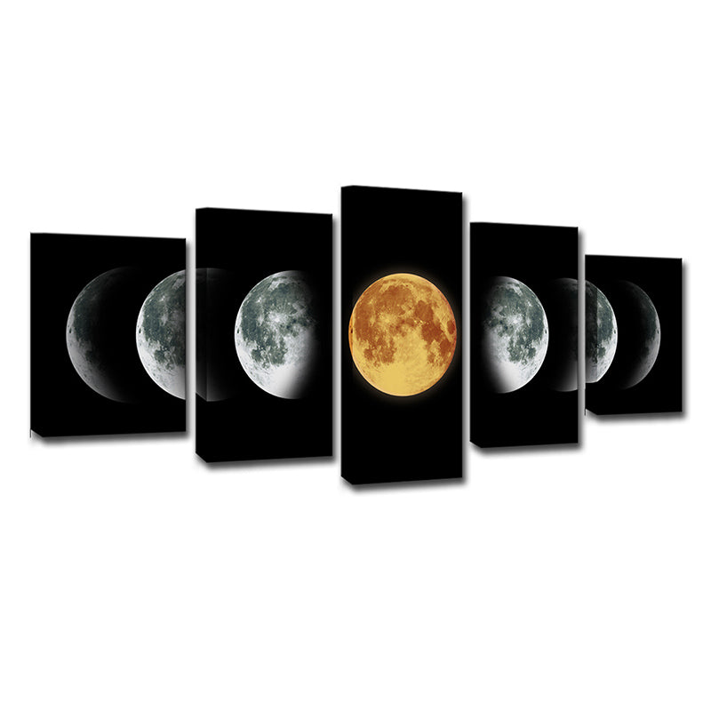 Black Lunar Eclipse Art Print Astronomy Contemporary Multi-Piece Wall Decor for Home Clearhalo 'Art Gallery' 'Canvas Art' 'Kids' Arts' 1706330