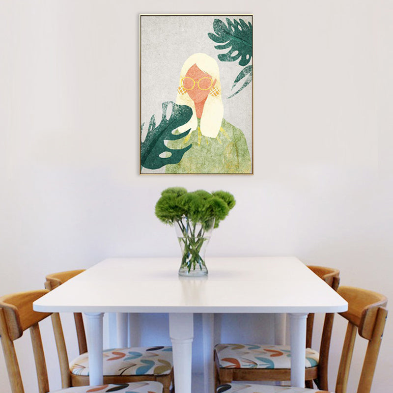 Canvas Pastel Color Painting Nordic Stylish Maiden Wall Art Decor, Multiple Sizes Green Clearhalo 'Arts' 'Canvas Art' 1706341