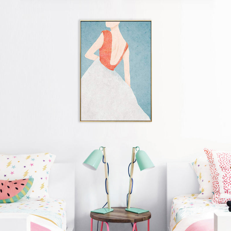 Canvas Pastel Color Painting Nordic Stylish Maiden Wall Art Decor, Multiple Sizes Blue Clearhalo 'Arts' 'Canvas Art' 1706345