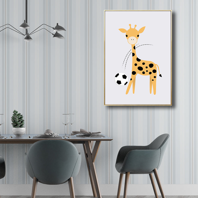 Children's Art Cartoon Animals Painting in Soft Color Textured Canvas for Kids Room Yellow Clearhalo 'Art Gallery' 'Canvas Art' 'Kids' Arts' 1706392