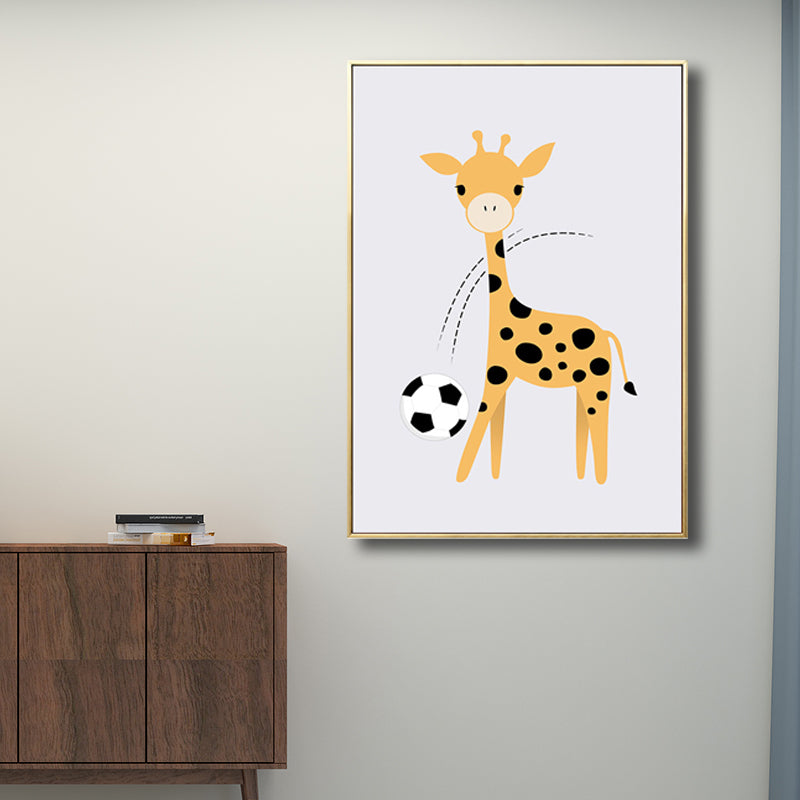 Children's Art Cartoon Animals Painting in Soft Color Textured Canvas for Kids Room Clearhalo 'Art Gallery' 'Canvas Art' 'Kids' Arts' 1706393