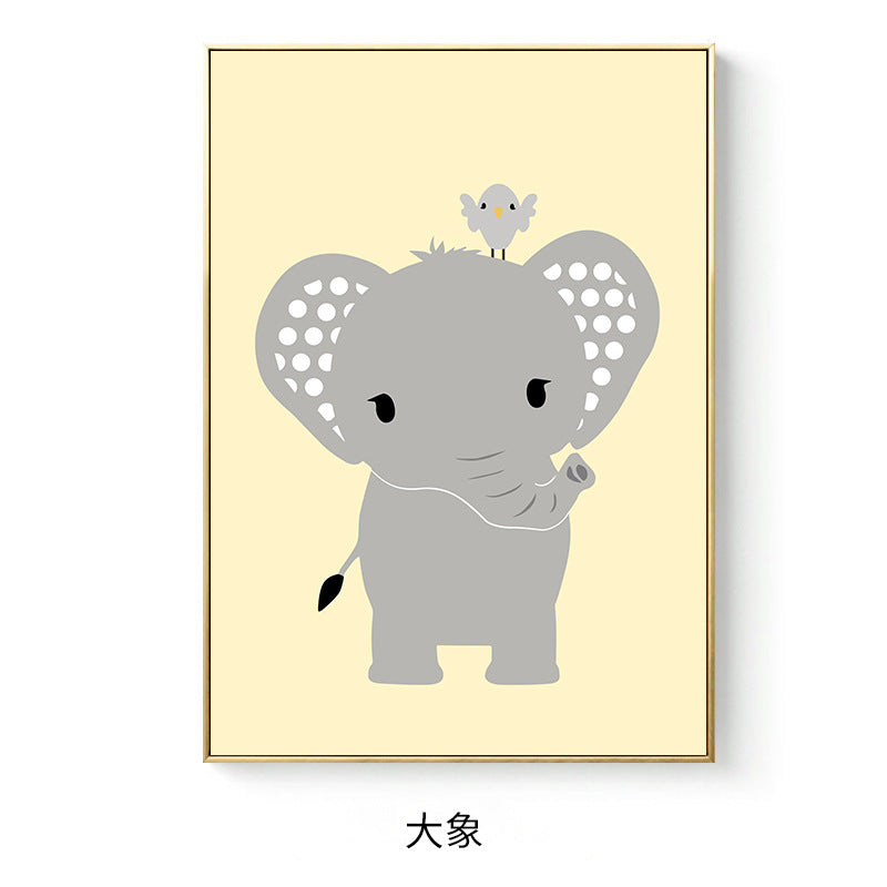 Children's Art Cartoon Animals Painting in Soft Color Textured Canvas for Kids Room Grey Clearhalo 'Art Gallery' 'Canvas Art' 'Kids' Arts' 1706394