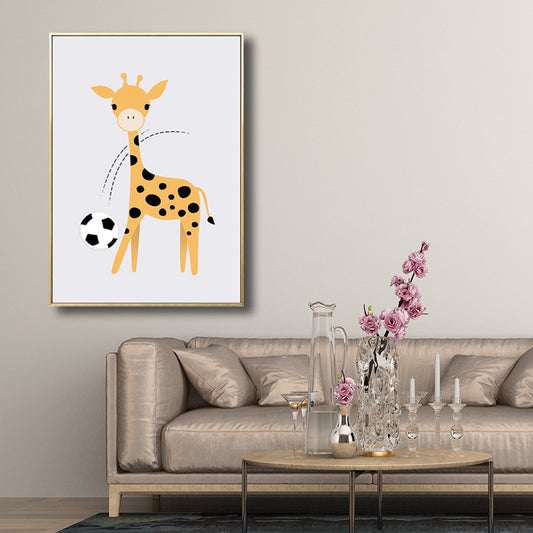 Children's Art Cartoon Animals Painting in Soft Color Textured Canvas for Kids Room Clearhalo 'Art Gallery' 'Canvas Art' 'Kids' Arts' 1706395