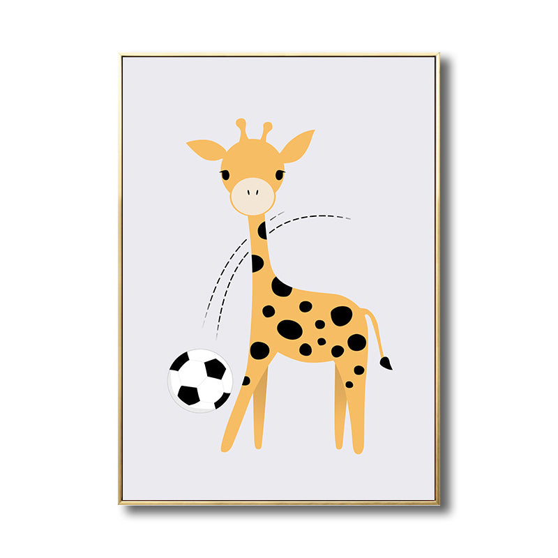 Children's Art Cartoon Animals Painting in Soft Color Textured Canvas for Kids Room Clearhalo 'Art Gallery' 'Canvas Art' 'Kids' Arts' 1706396