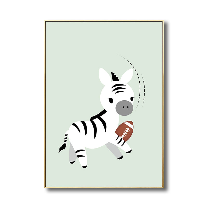 Children's Art Cartoon Animals Painting in Soft Color Textured Canvas for Kids Room Clearhalo 'Art Gallery' 'Canvas Art' 'Kids' Arts' 1706403